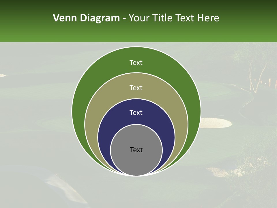 A Green Golf Course With A White Flag PowerPoint Template
