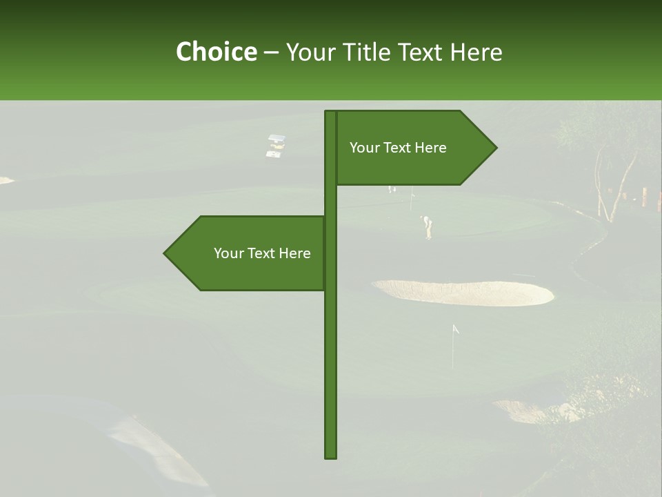 A Green Golf Course With A White Flag PowerPoint Template