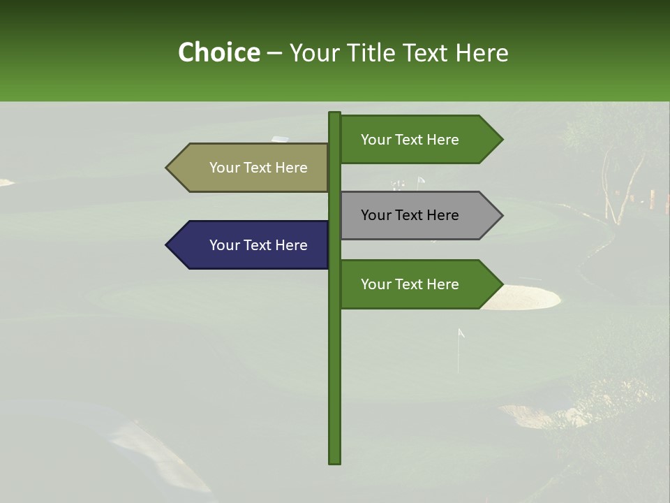 A Green Golf Course With A White Flag PowerPoint Template
