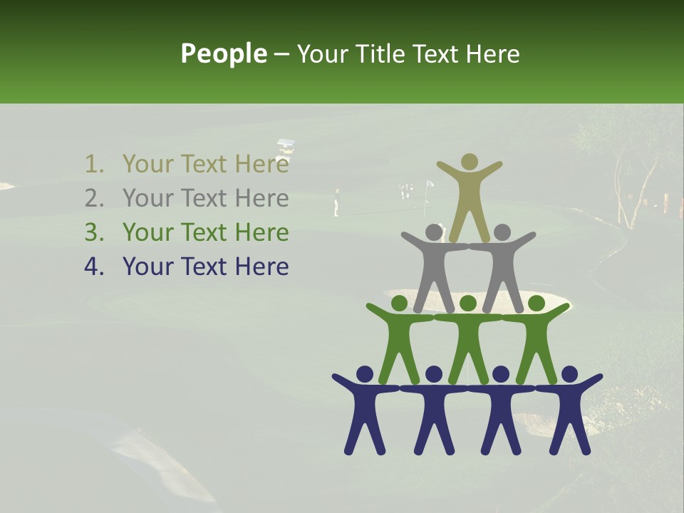 A Green Golf Course With A White Flag PowerPoint Template