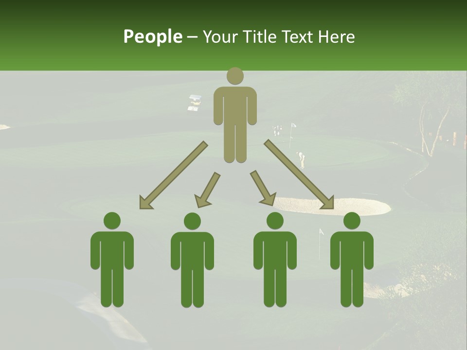 A Green Golf Course With A White Flag PowerPoint Template