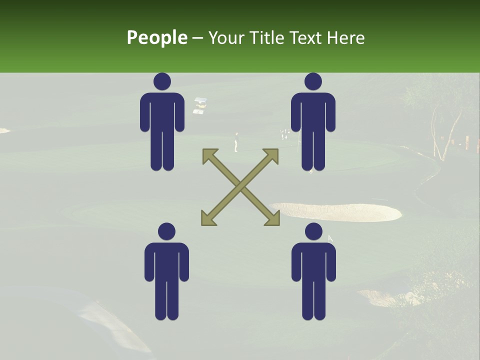 A Green Golf Course With A White Flag PowerPoint Template