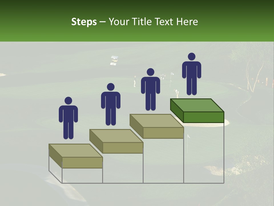 A Green Golf Course With A White Flag PowerPoint Template