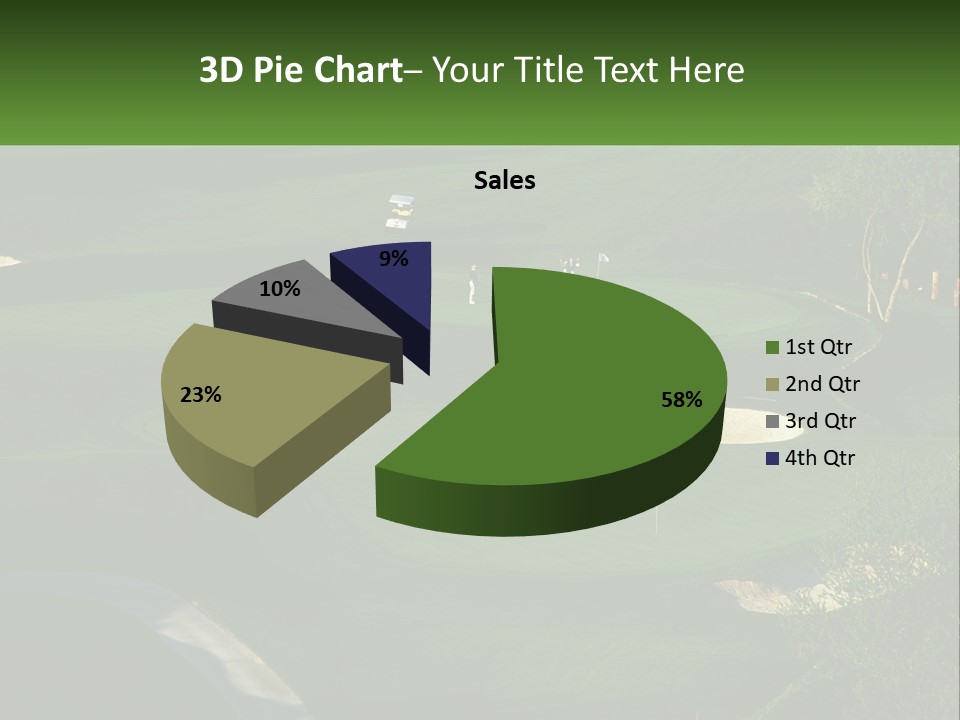 A Green Golf Course With A White Flag PowerPoint Template