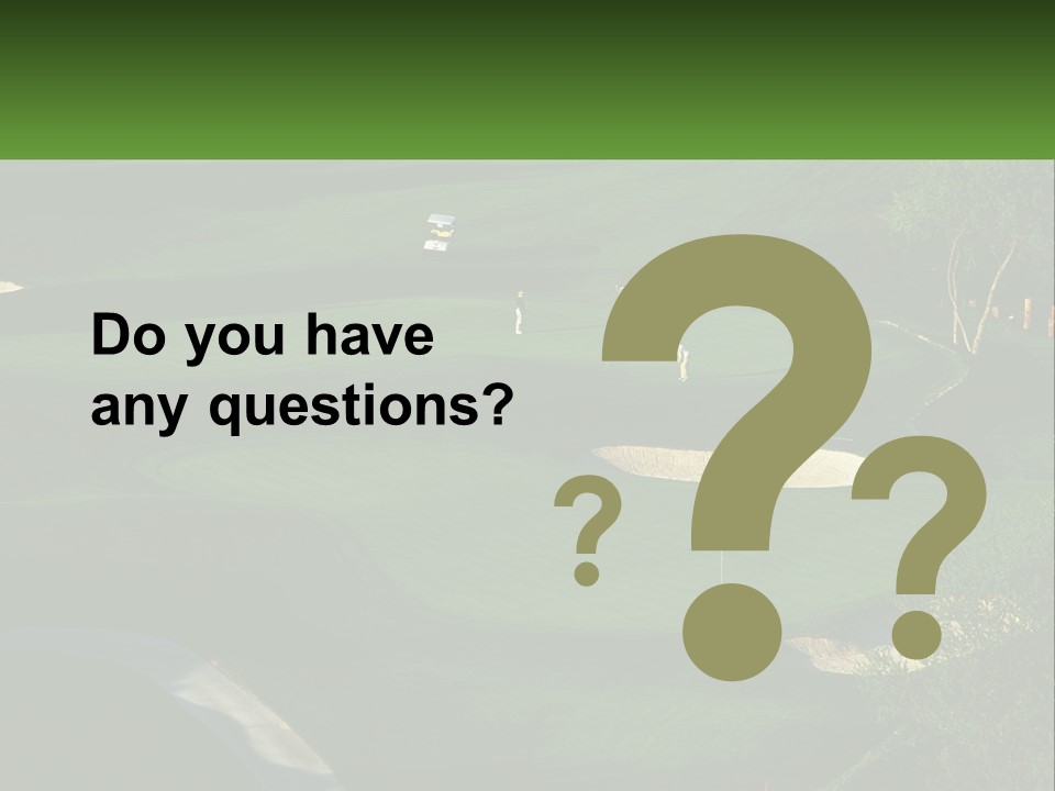 A Green Golf Course With A White Flag PowerPoint Template