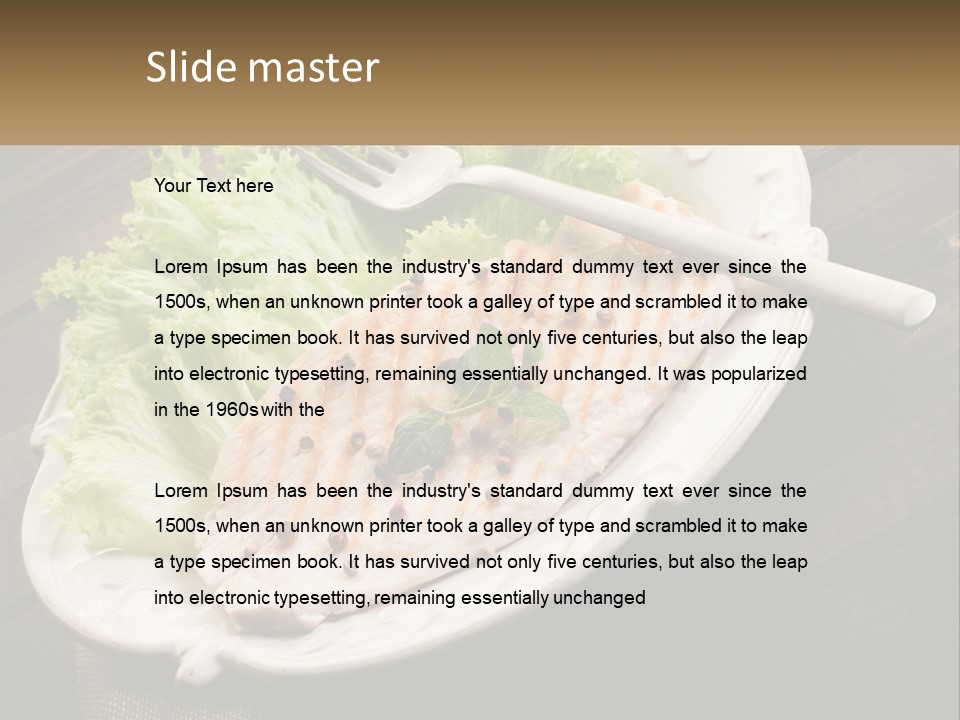 A White Plate Topped With A Piece Of Fish Next To Lettuce PowerPoint Template