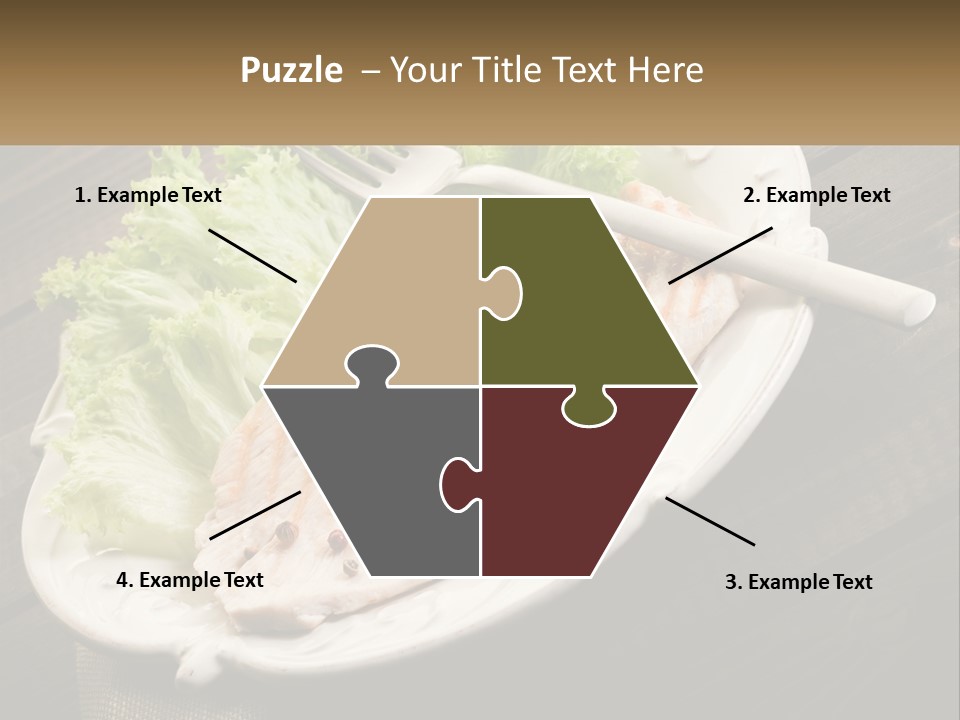 A White Plate Topped With A Piece Of Fish Next To Lettuce PowerPoint Template