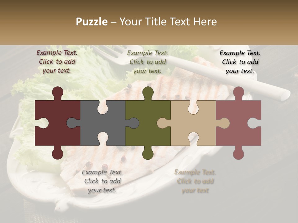 A White Plate Topped With A Piece Of Fish Next To Lettuce PowerPoint Template