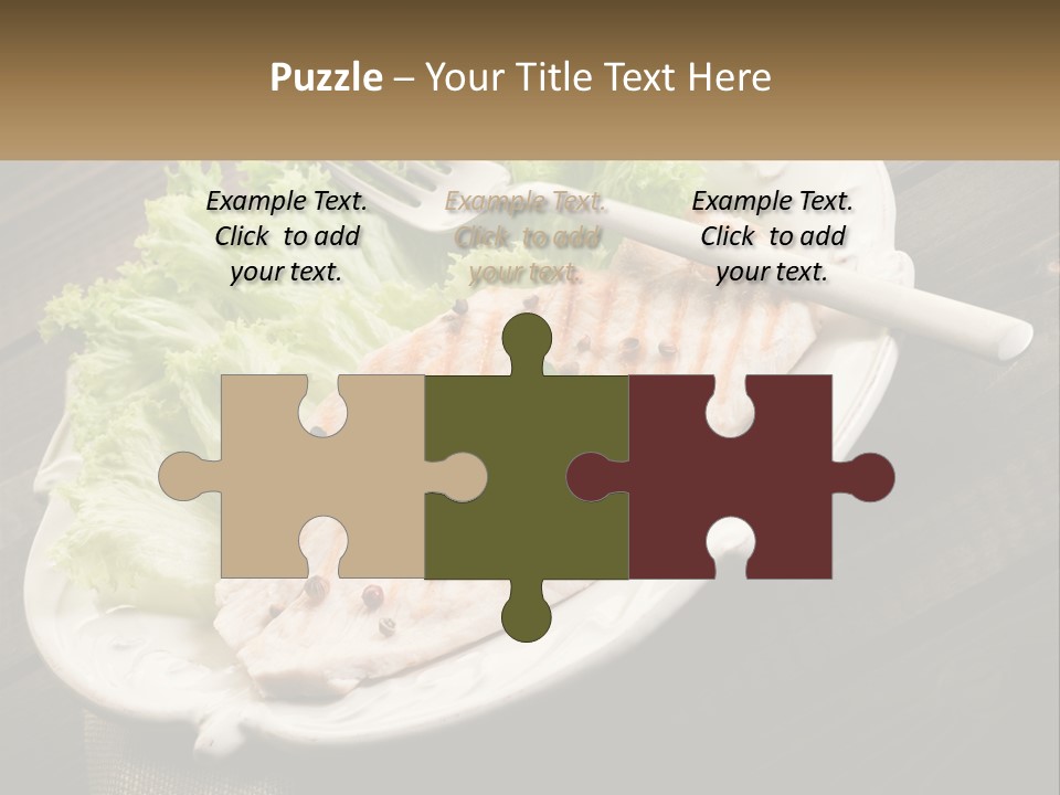 A White Plate Topped With A Piece Of Fish Next To Lettuce PowerPoint Template