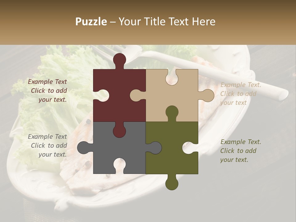 A White Plate Topped With A Piece Of Fish Next To Lettuce PowerPoint Template