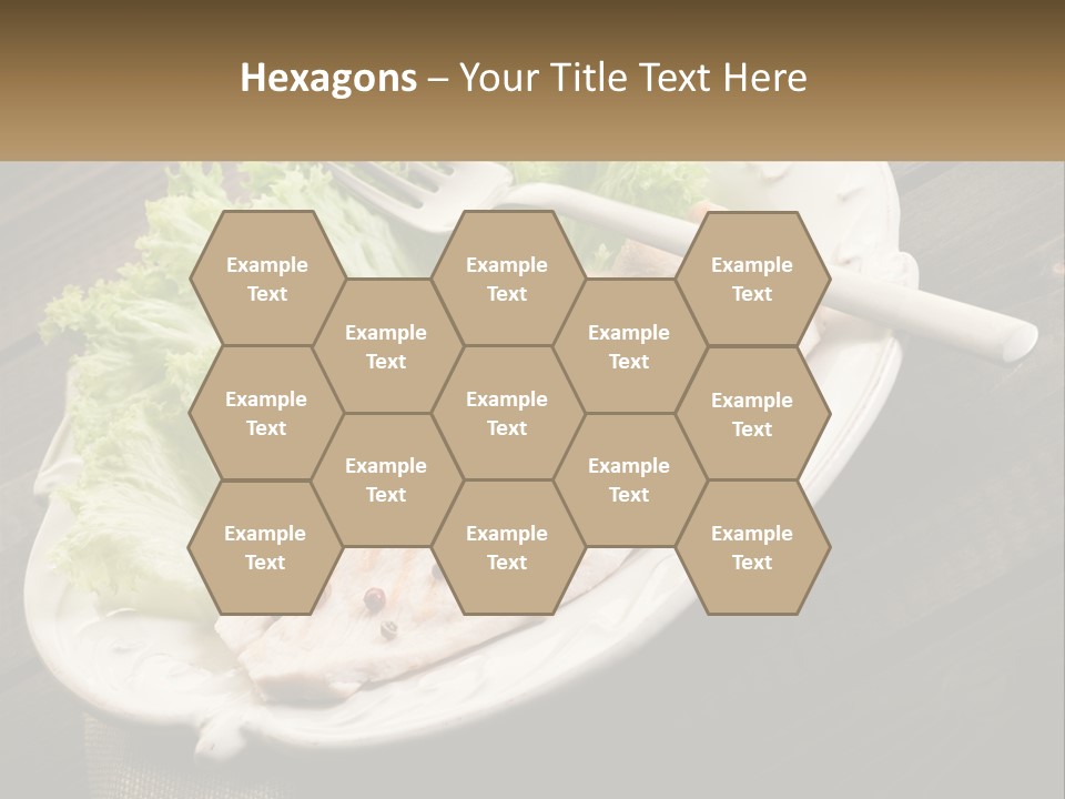 A White Plate Topped With A Piece Of Fish Next To Lettuce PowerPoint Template