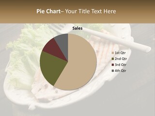 A White Plate Topped With A Piece Of Fish Next To Lettuce PowerPoint Template