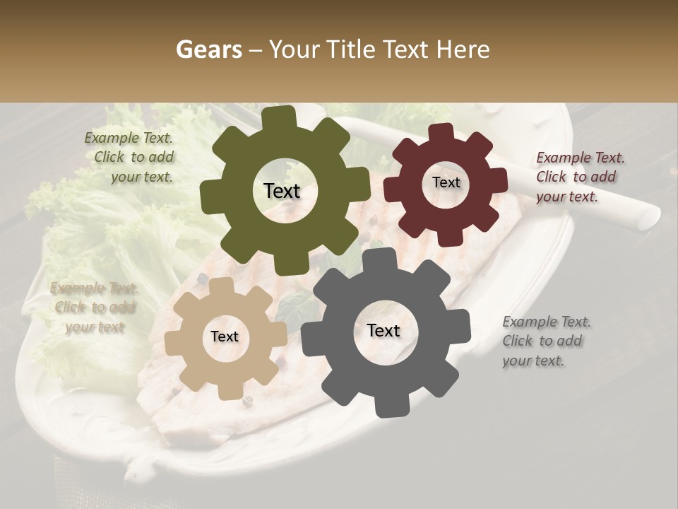 A White Plate Topped With A Piece Of Fish Next To Lettuce PowerPoint Template