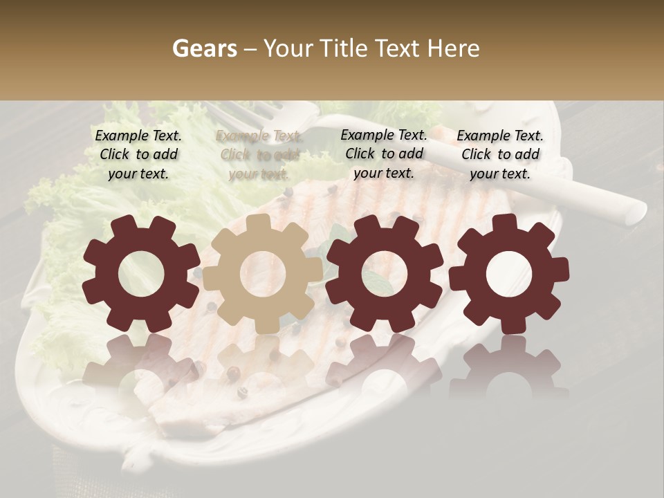 A White Plate Topped With A Piece Of Fish Next To Lettuce PowerPoint Template