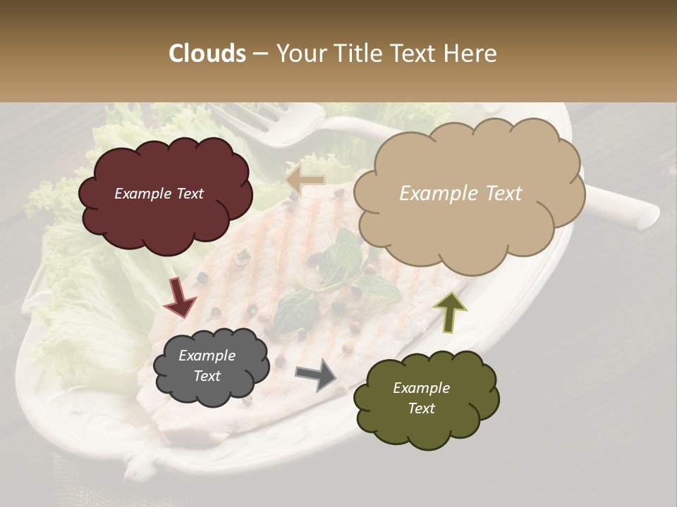 A White Plate Topped With A Piece Of Fish Next To Lettuce PowerPoint Template