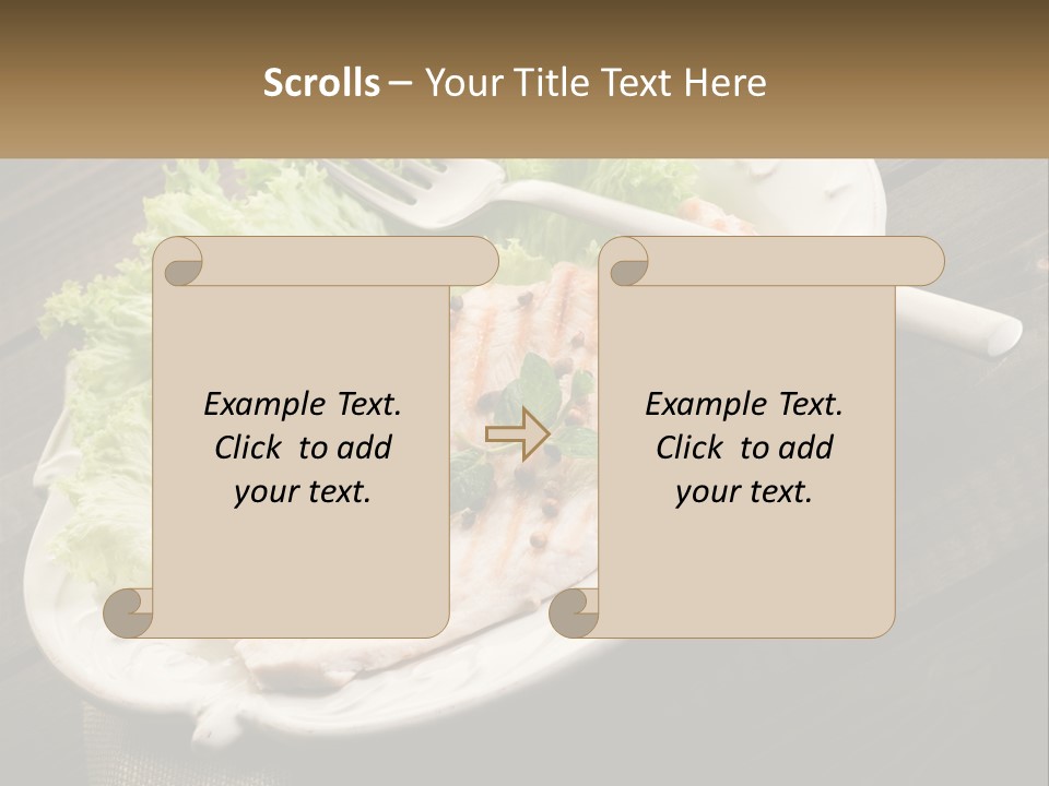 A White Plate Topped With A Piece Of Fish Next To Lettuce PowerPoint Template