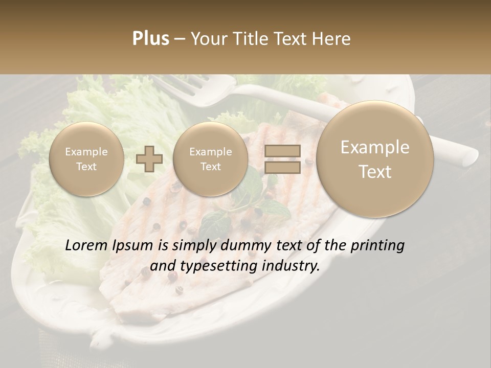 A White Plate Topped With A Piece Of Fish Next To Lettuce PowerPoint Template