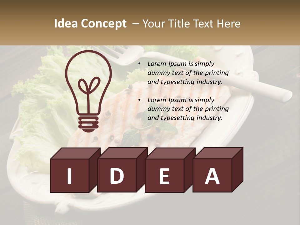 A White Plate Topped With A Piece Of Fish Next To Lettuce PowerPoint Template