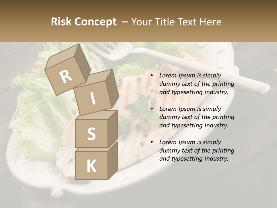 A White Plate Topped With A Piece Of Fish Next To Lettuce PowerPoint Template