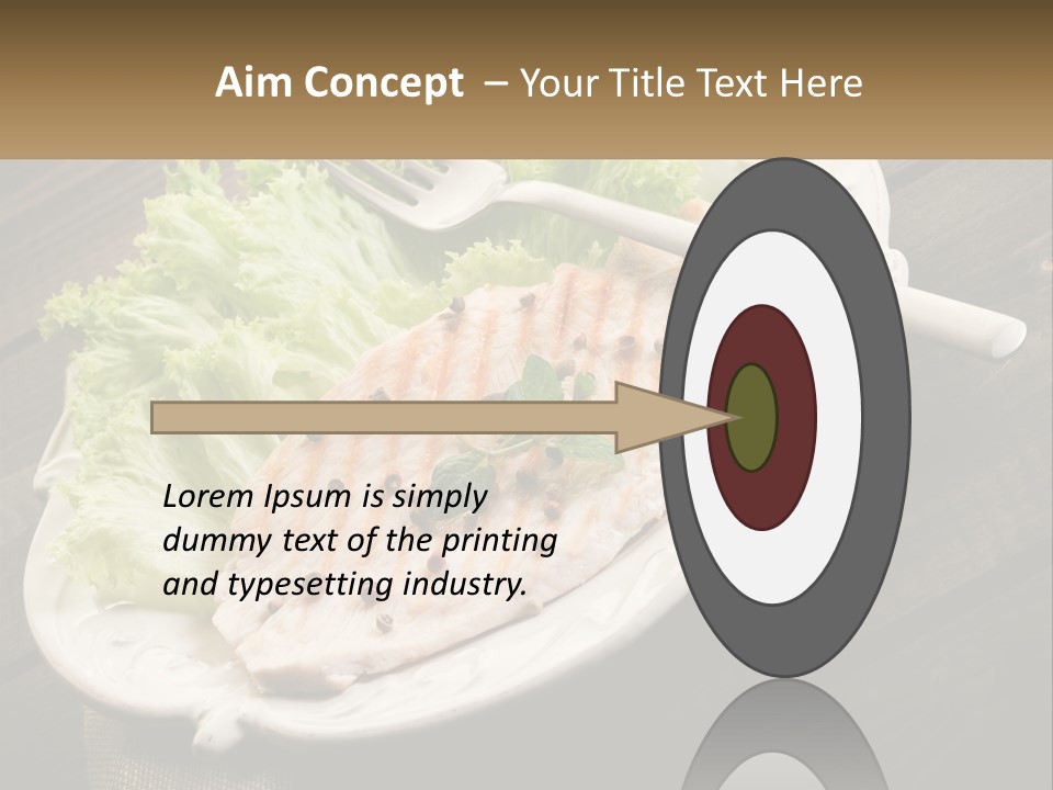 A White Plate Topped With A Piece Of Fish Next To Lettuce PowerPoint Template