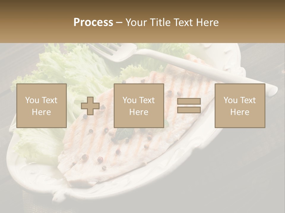 A White Plate Topped With A Piece Of Fish Next To Lettuce PowerPoint Template