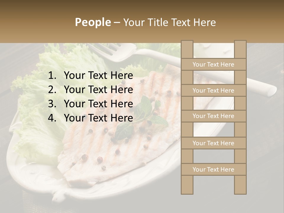 A White Plate Topped With A Piece Of Fish Next To Lettuce PowerPoint Template