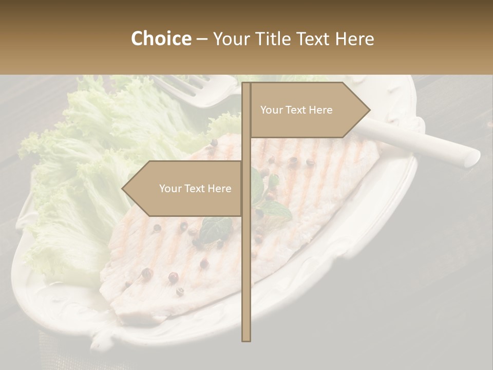 A White Plate Topped With A Piece Of Fish Next To Lettuce PowerPoint Template