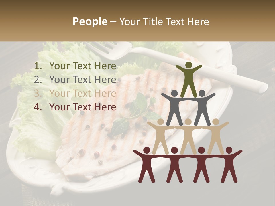 A White Plate Topped With A Piece Of Fish Next To Lettuce PowerPoint Template