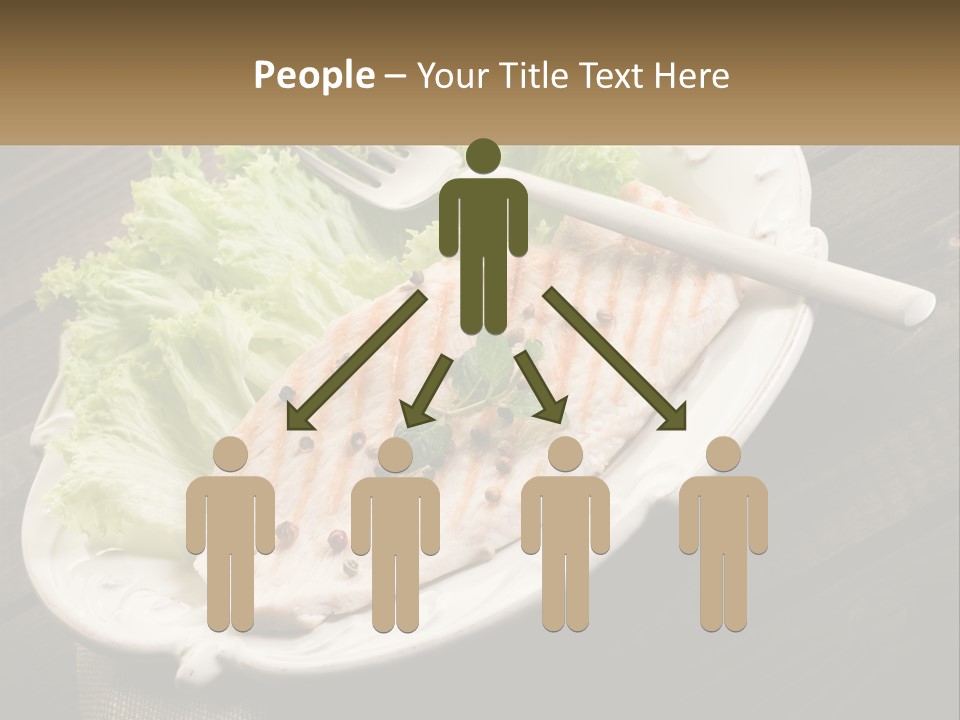 A White Plate Topped With A Piece Of Fish Next To Lettuce PowerPoint Template
