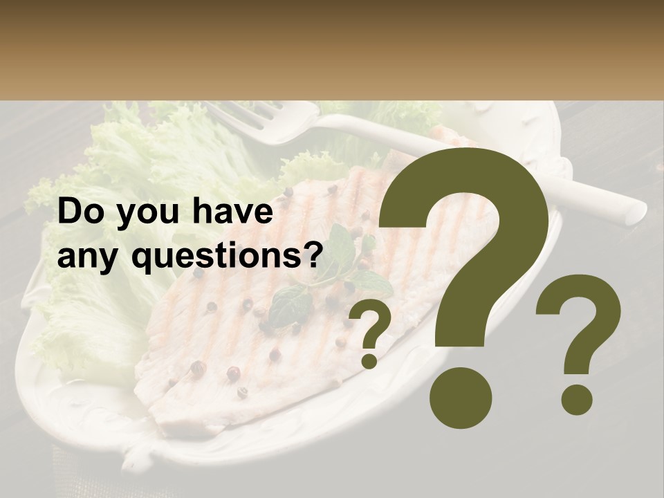 A White Plate Topped With A Piece Of Fish Next To Lettuce PowerPoint Template