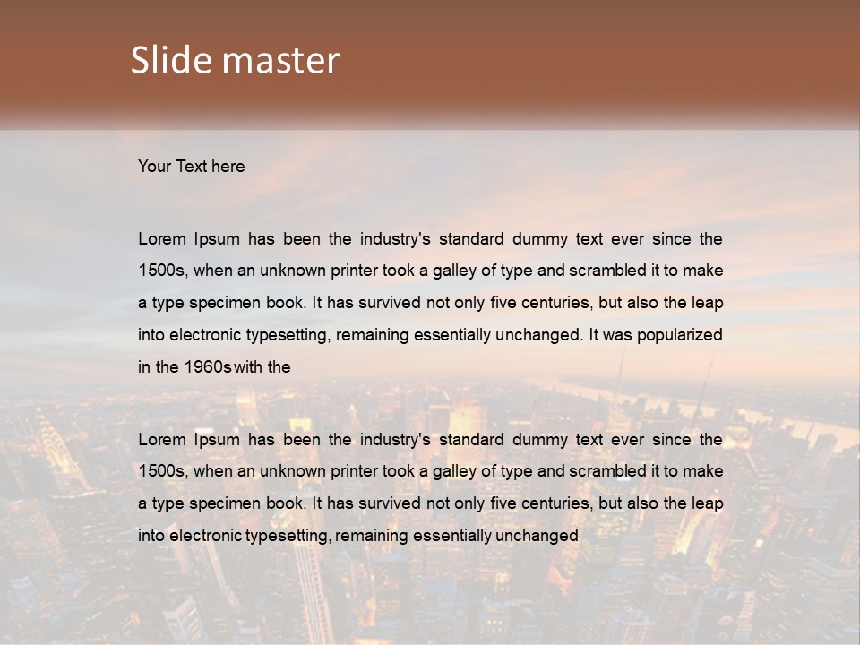 An Aerial View Of A City At Sunset PowerPoint Template