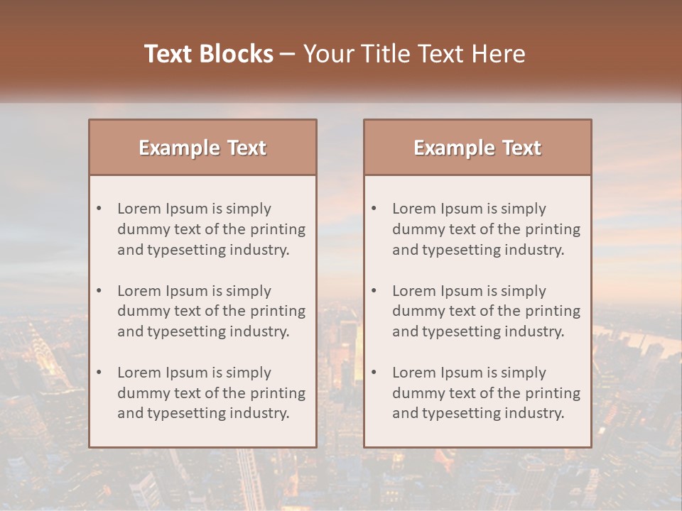 An Aerial View Of A City At Sunset PowerPoint Template