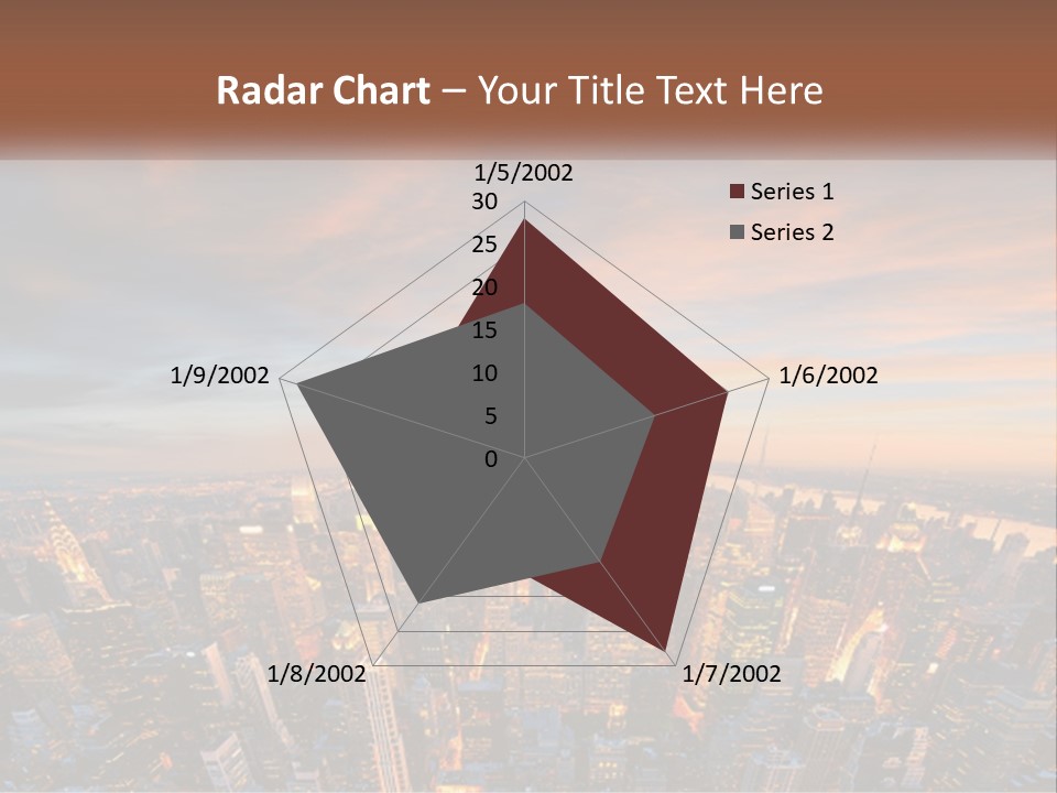 An Aerial View Of A City At Sunset PowerPoint Template
