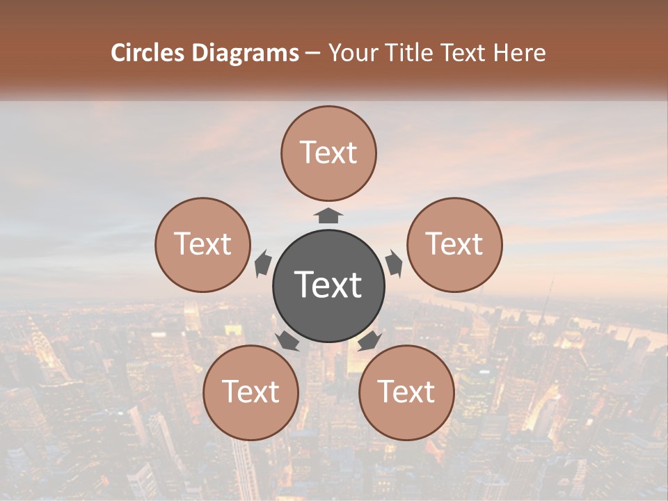 An Aerial View Of A City At Sunset PowerPoint Template