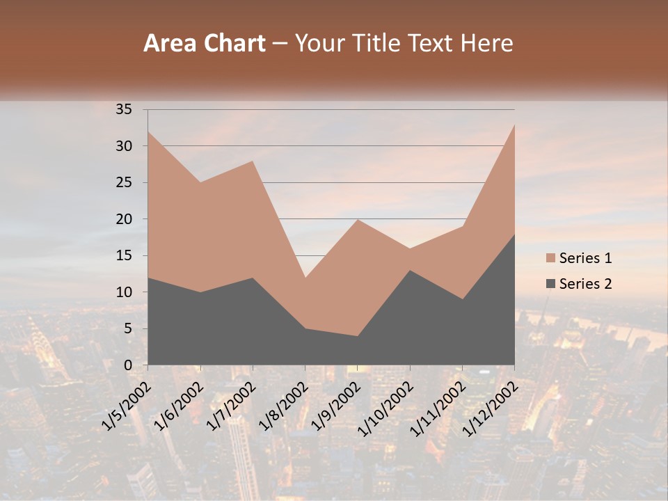 An Aerial View Of A City At Sunset PowerPoint Template