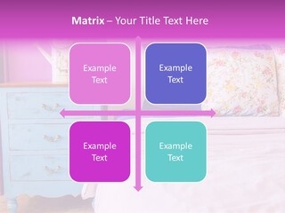 A Bed With Pillows And A Vase Of Flowers On Top Of It PowerPoint Template