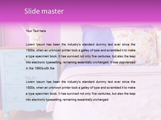 A Bed With Pillows And A Vase Of Flowers On Top Of It PowerPoint Template