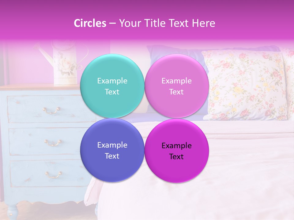 A Bed With Pillows And A Vase Of Flowers On Top Of It PowerPoint Template