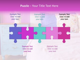 A Bed With Pillows And A Vase Of Flowers On Top Of It PowerPoint Template