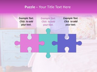 A Bed With Pillows And A Vase Of Flowers On Top Of It PowerPoint Template