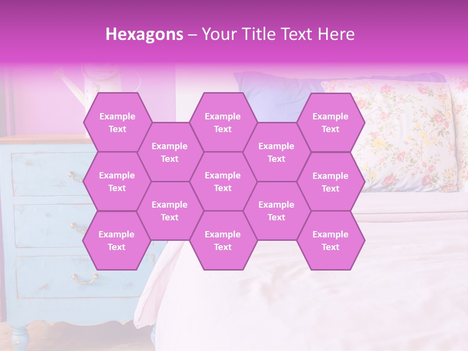 A Bed With Pillows And A Vase Of Flowers On Top Of It PowerPoint Template