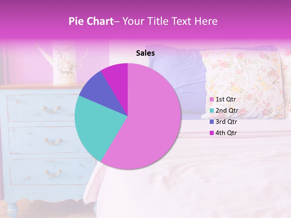 A Bed With Pillows And A Vase Of Flowers On Top Of It PowerPoint Template