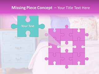 A Bed With Pillows And A Vase Of Flowers On Top Of It PowerPoint Template