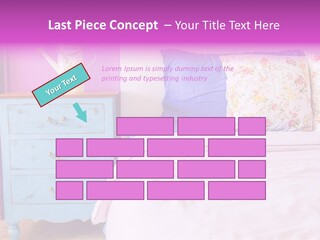 A Bed With Pillows And A Vase Of Flowers On Top Of It PowerPoint Template