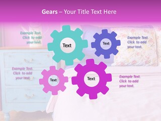 A Bed With Pillows And A Vase Of Flowers On Top Of It PowerPoint Template