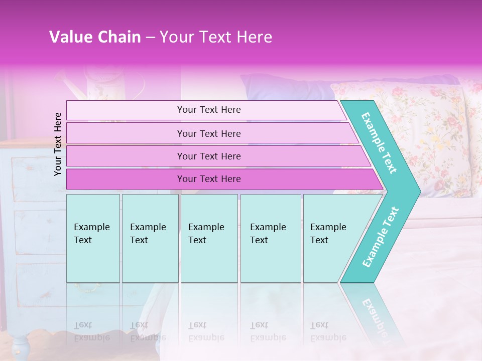 A Bed With Pillows And A Vase Of Flowers On Top Of It PowerPoint Template