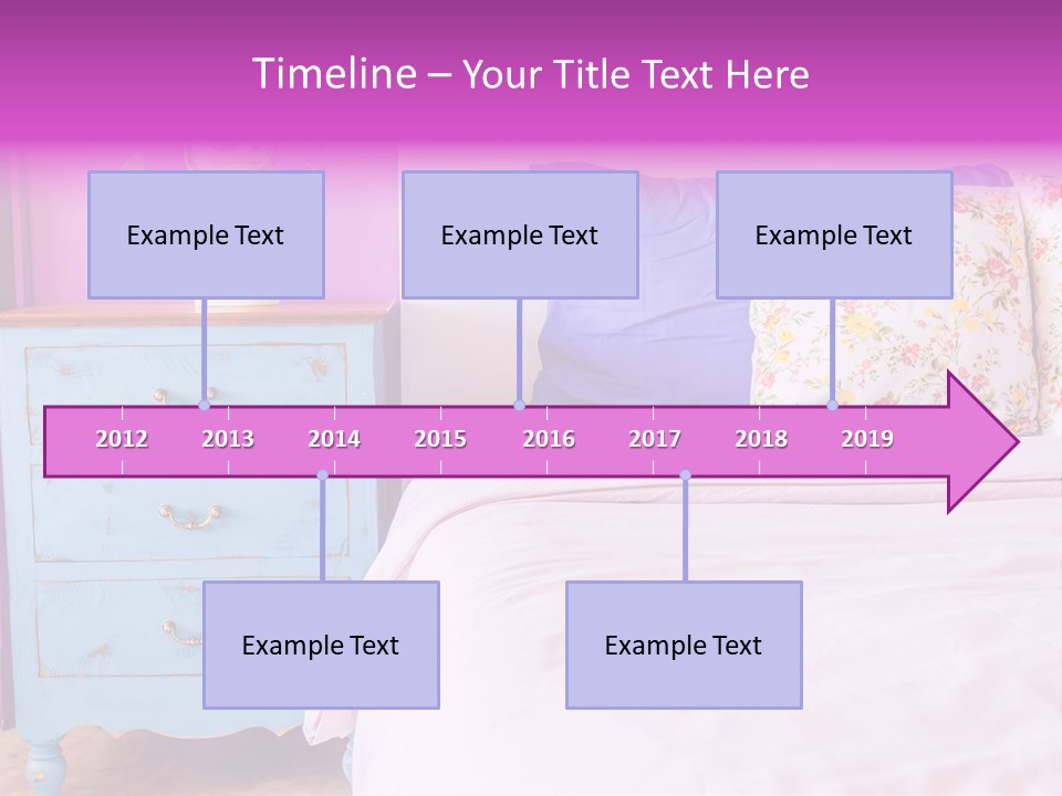 A Bed With Pillows And A Vase Of Flowers On Top Of It PowerPoint Template