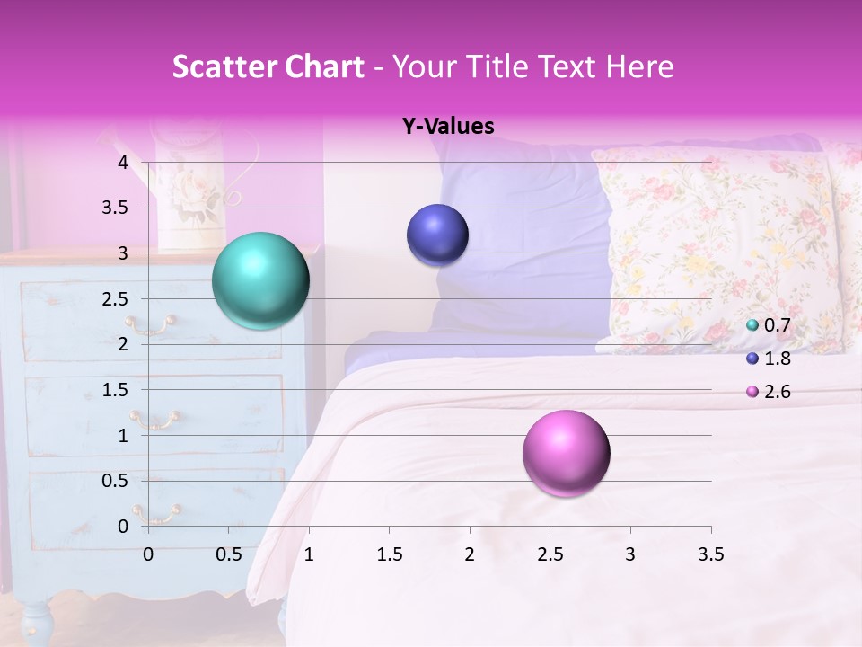 A Bed With Pillows And A Vase Of Flowers On Top Of It PowerPoint Template