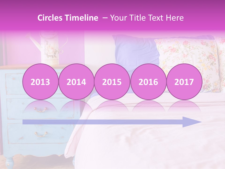 A Bed With Pillows And A Vase Of Flowers On Top Of It PowerPoint Template