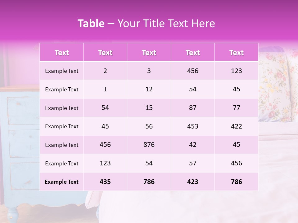 A Bed With Pillows And A Vase Of Flowers On Top Of It PowerPoint Template